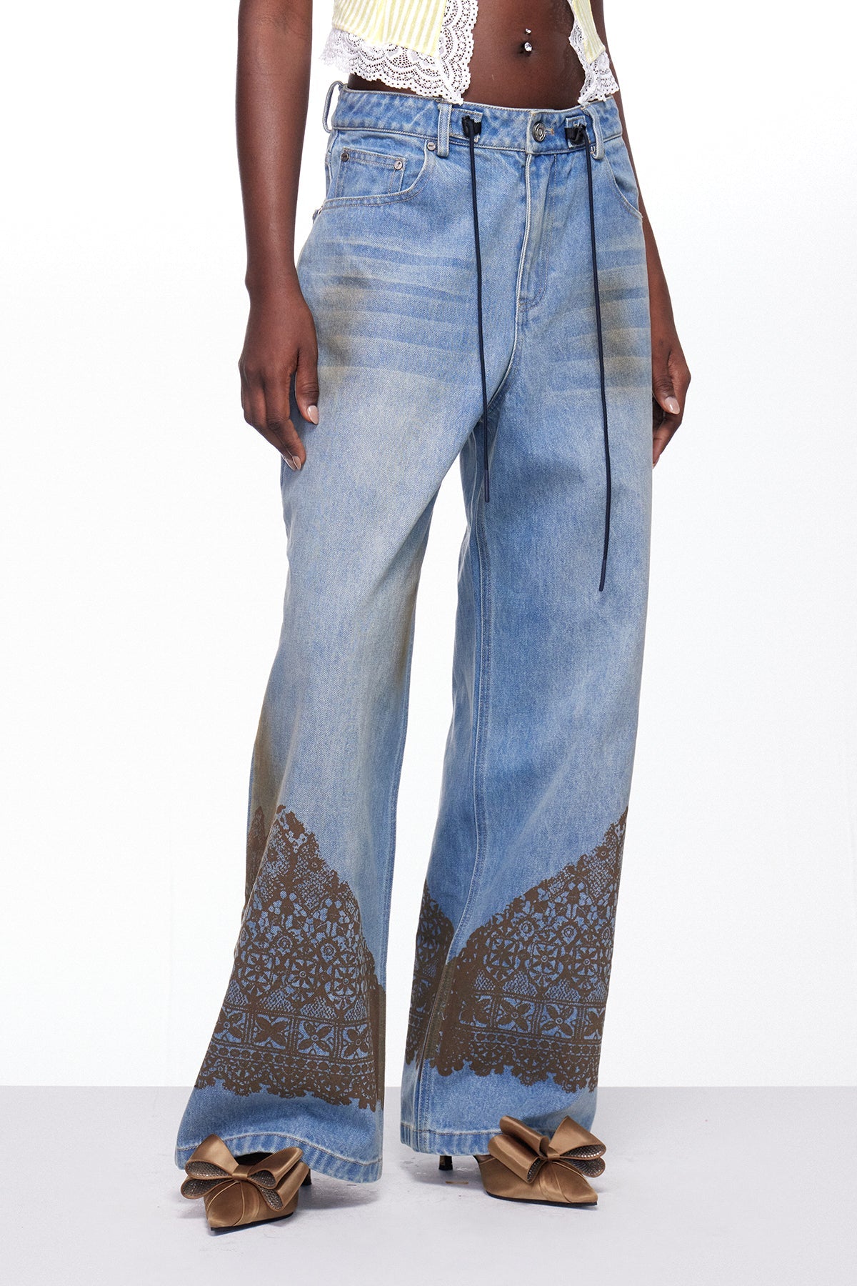 Igle Batik Dantel Baskılı Jean Pantolon
