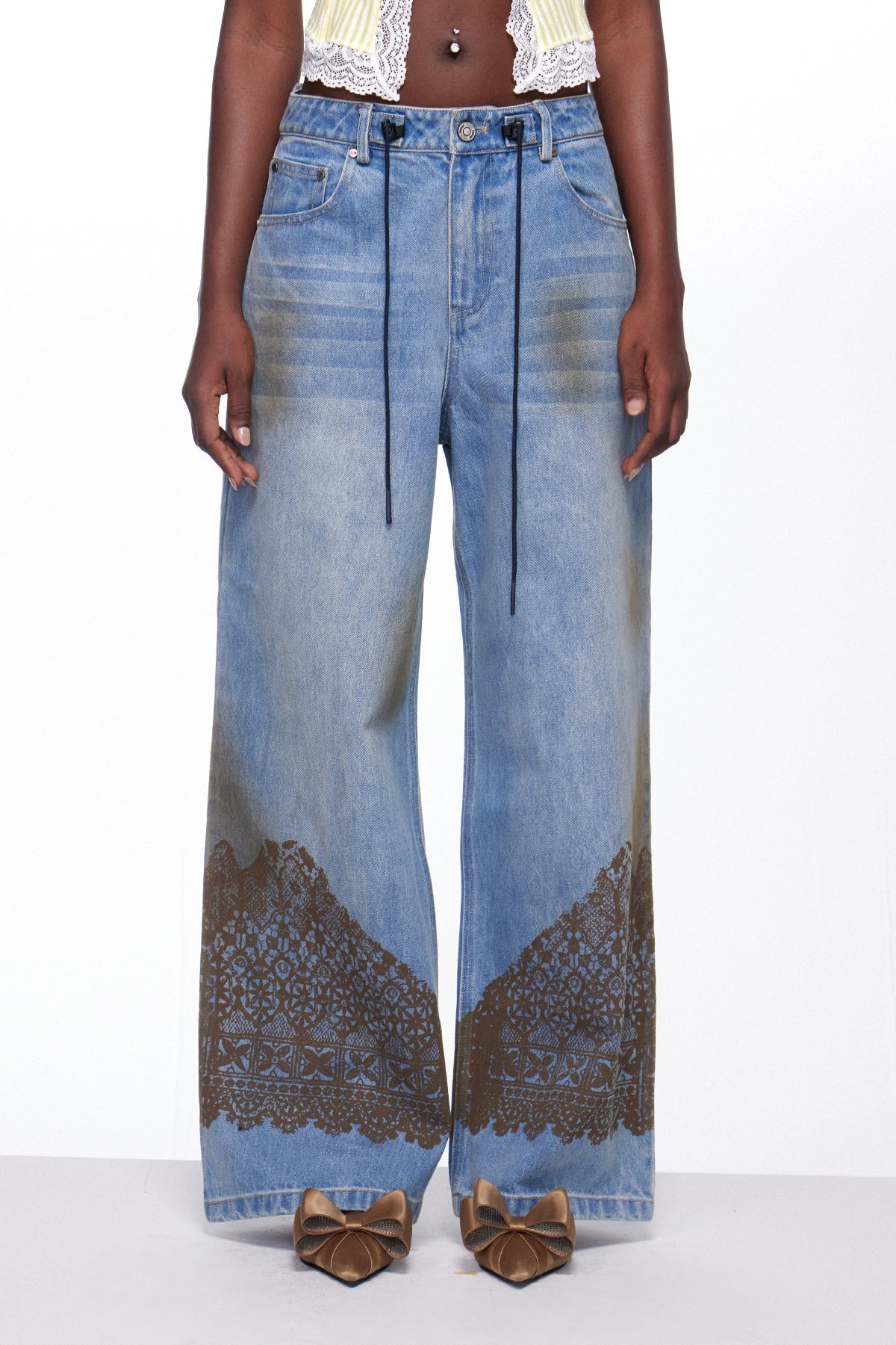 Igle Batik Dantel Baskılı Jean Pantolon