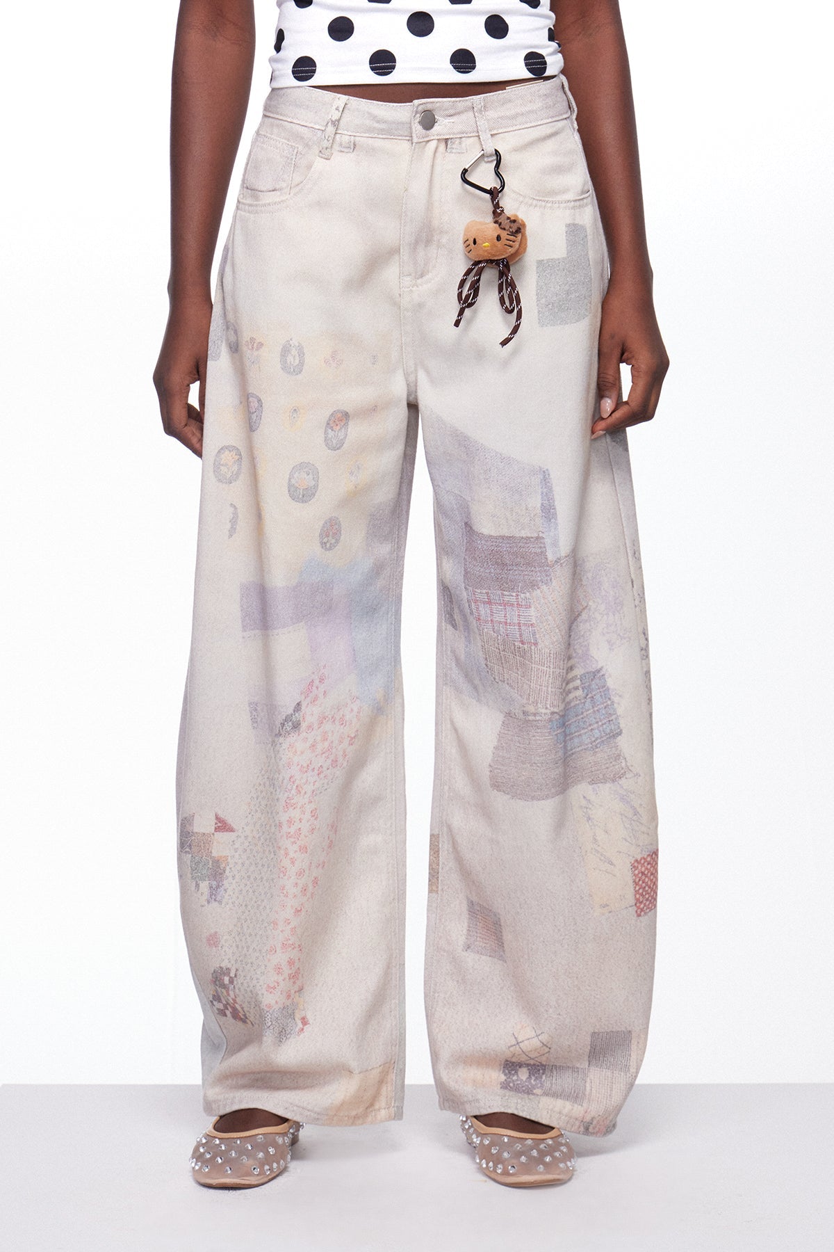 Igone Baskı Detaylı Baggy Jean Pantolon