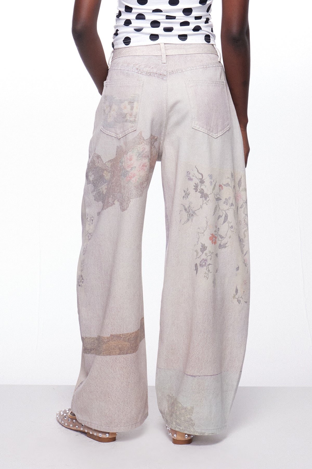Igone Baskı Detaylı Baggy Jean Pantolon