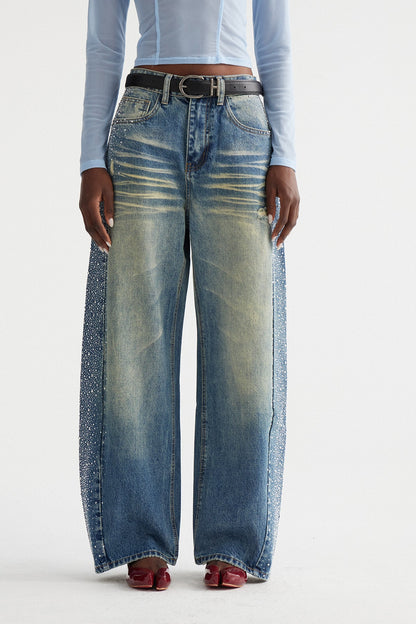 Inayat Taş İşlemeli Baggy Jean Pantolon
