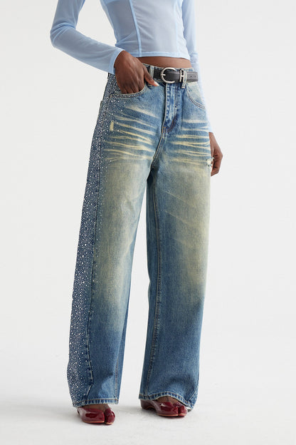 Inayat Taş İşlemeli Baggy Jean Pantolon