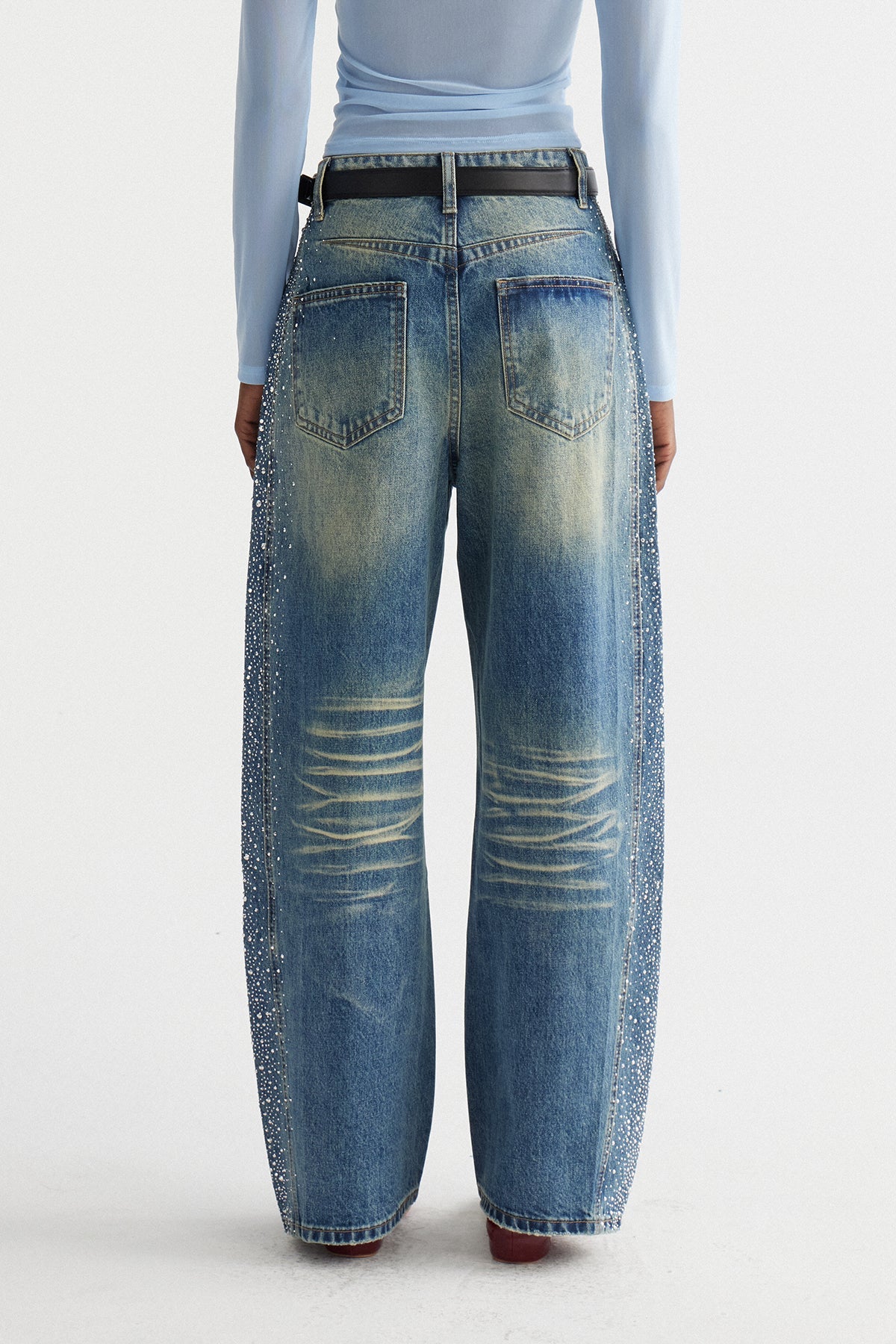 Inayat Taş İşlemeli Baggy Jean Pantolon