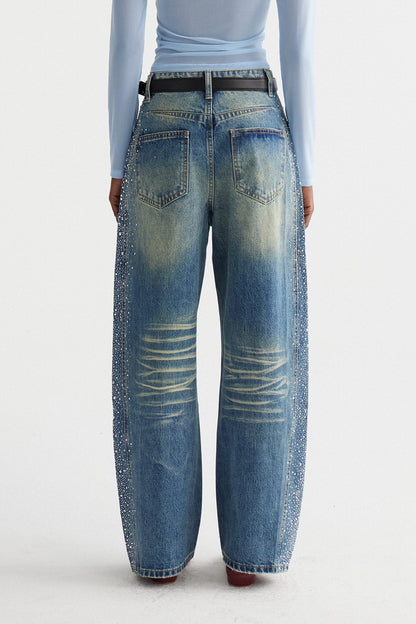 Inayat Taş İşlemeli Baggy Jean Pantolon