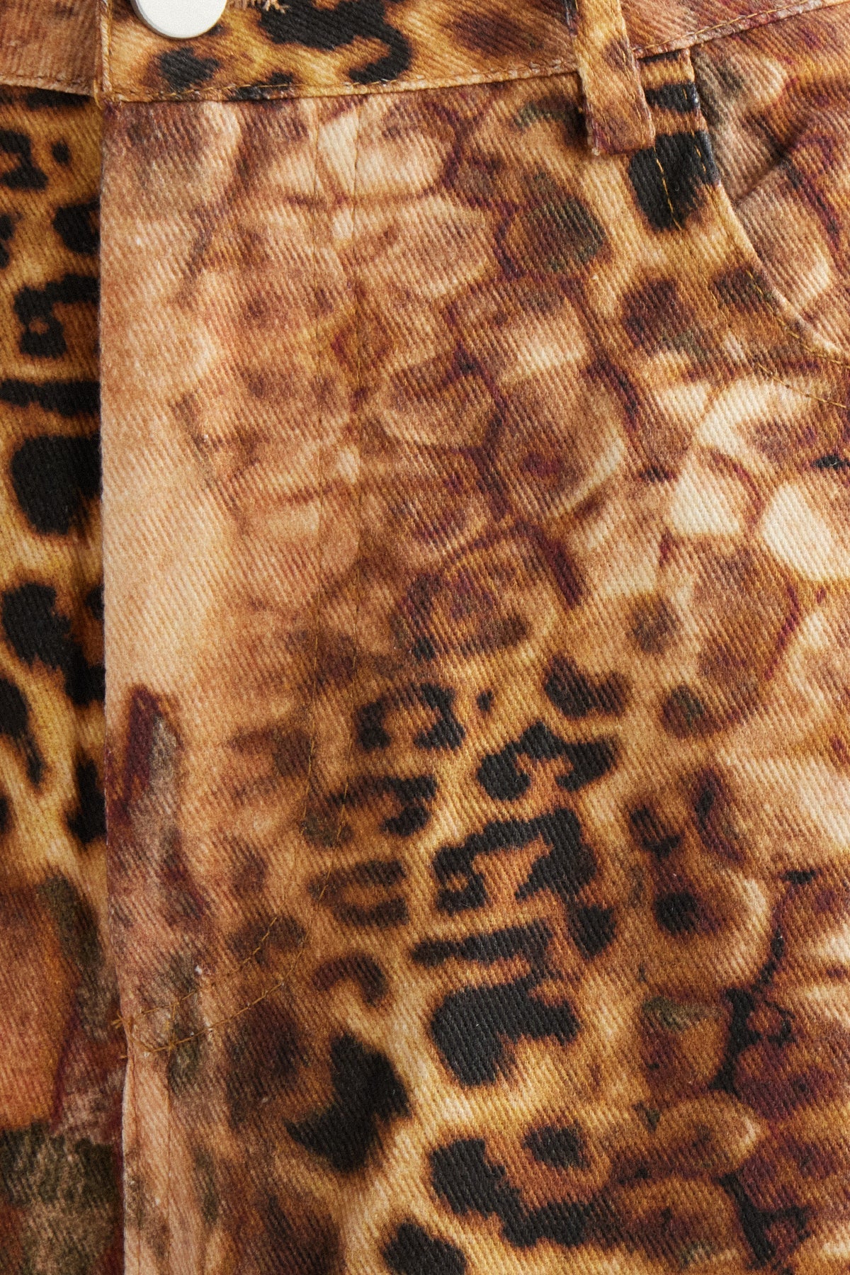 Ine Leopar Desenli Geniş Paça Jean Pantolon