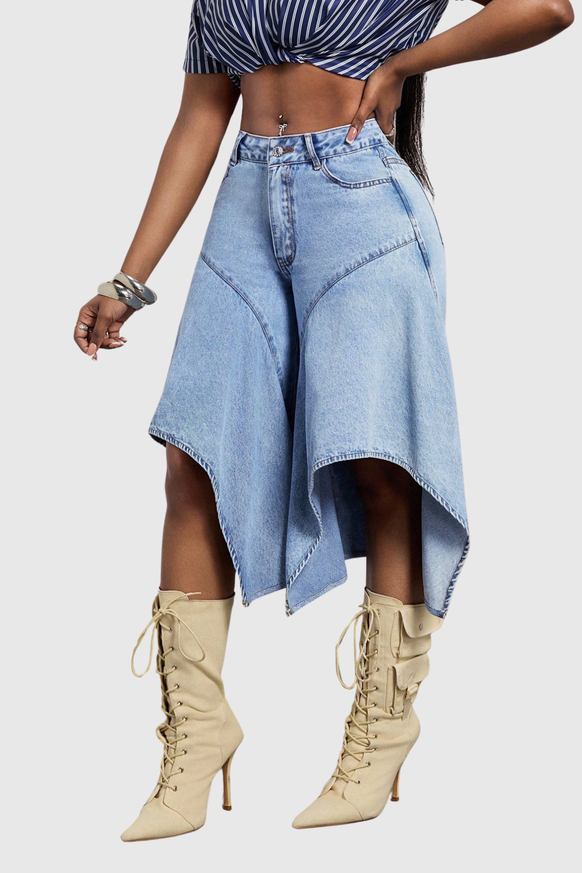 Innocenzo Fırfır Detaylı Capri Jean Pantolon