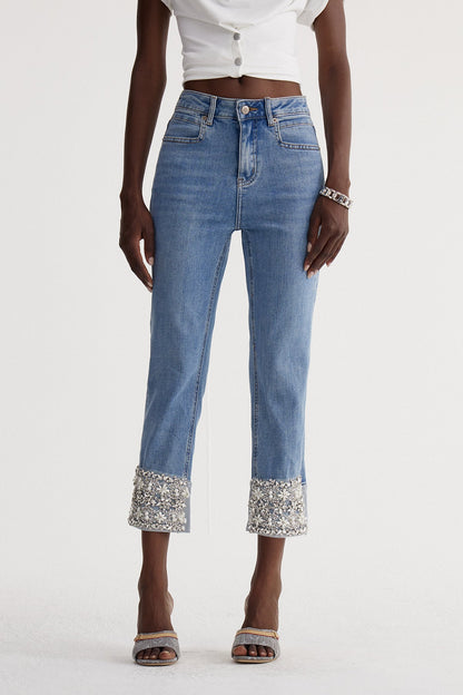 Iocasta Taş Detaylı Barrel Jean Pantolon