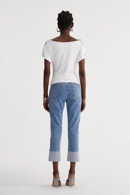 Iocasta Taş Detaylı Barrel Jean Pantolon