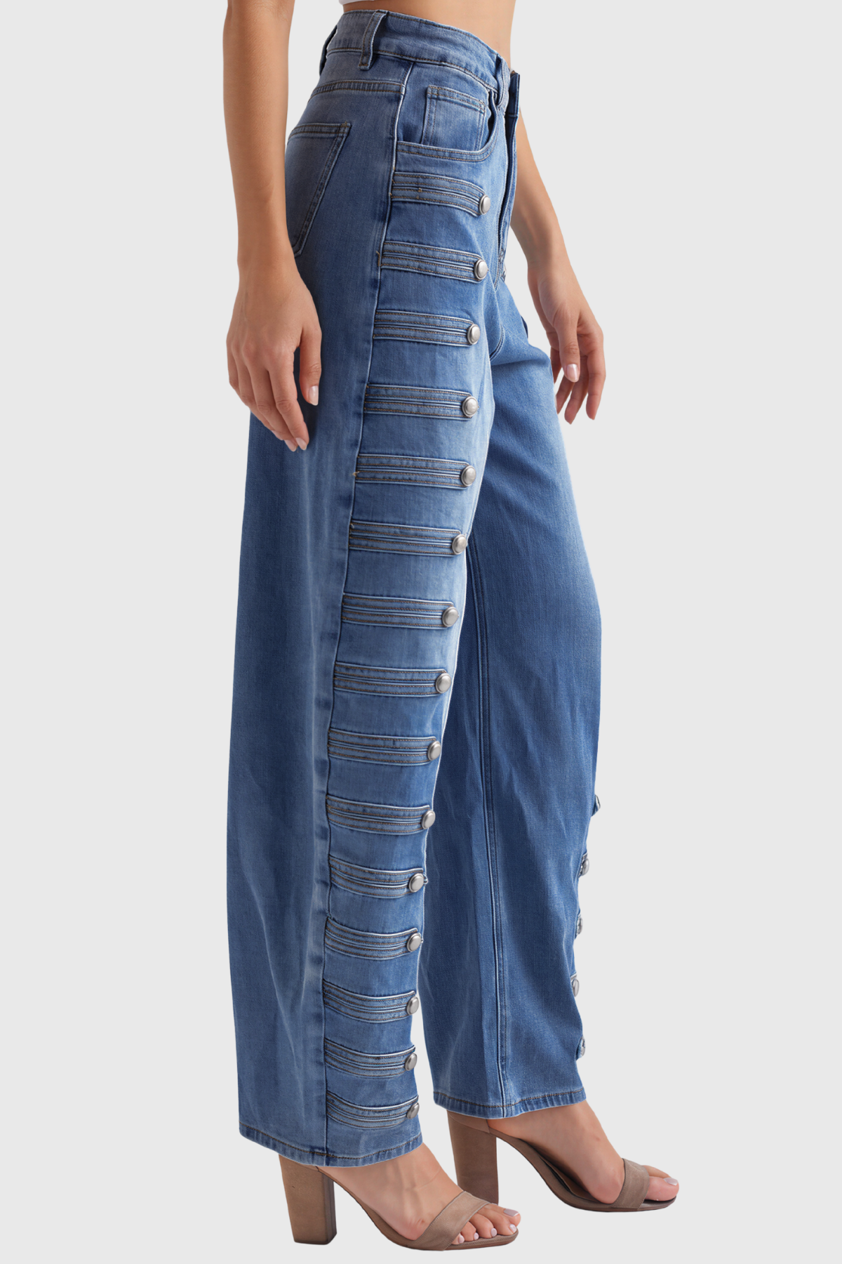 Ipati Düğme Detaylı Baggy Jean Pantolon
