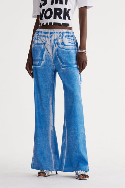 Irvine Baskı Detaylı Barrel Jean Pantolon