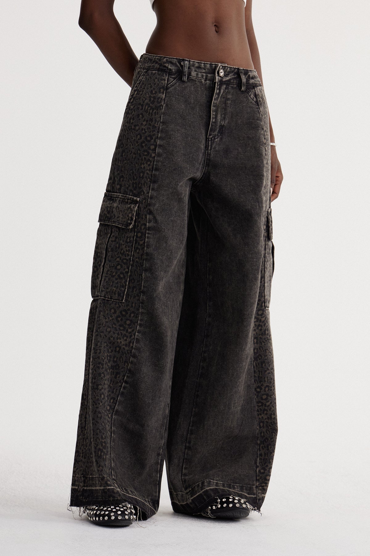 Isaque Leopar Detaylı Kargo Jean Pantolon