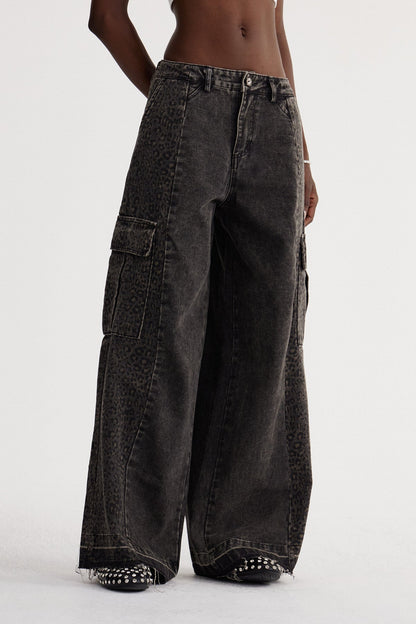 Isaque Leopar Detaylı Kargo Jean Pantolon