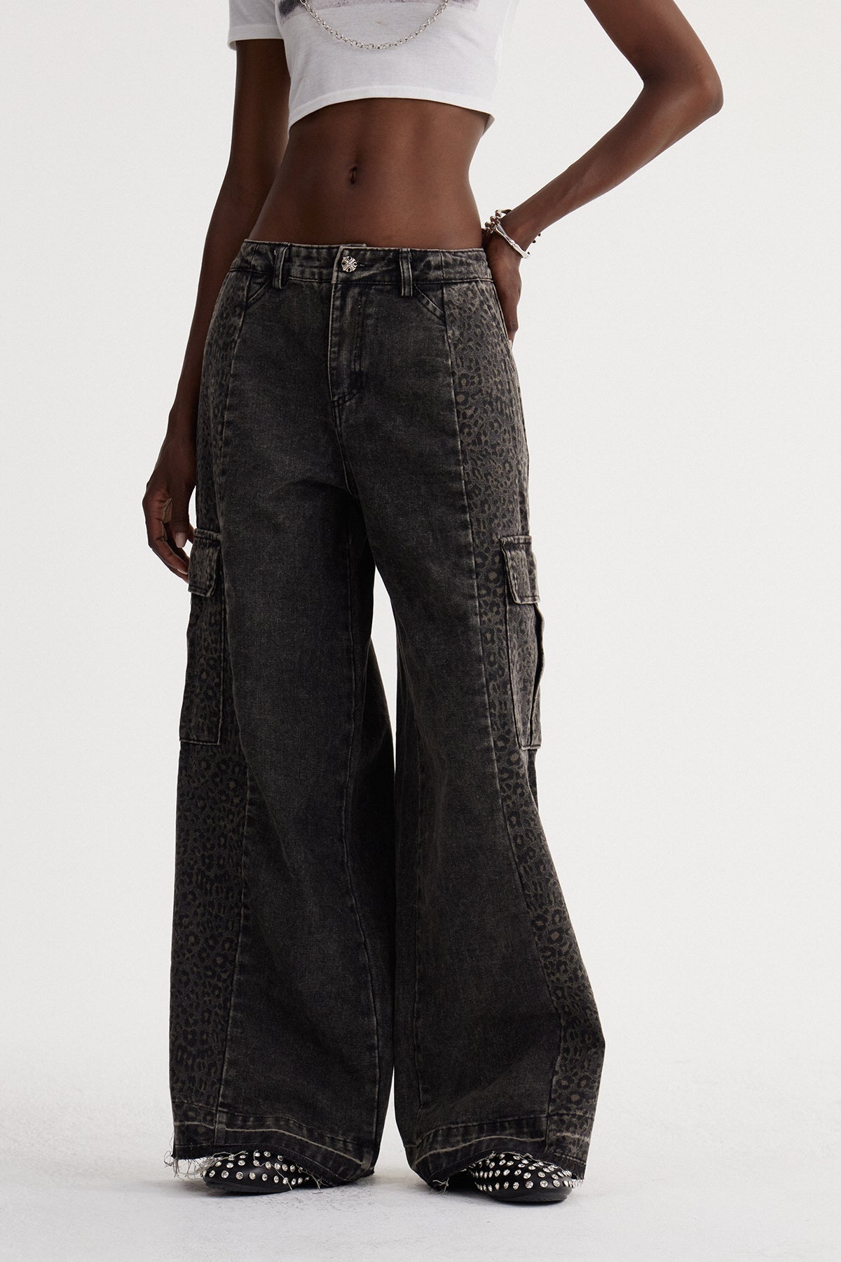 Isaque Leopar Detaylı Kargo Jean Pantolon