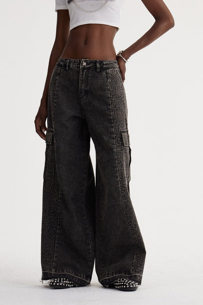Isaque Leopar Detaylı Kargo Jean Pantolon