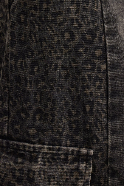 Isaque Leopar Detaylı Kargo Jean Pantolon