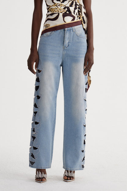 Ischys Pencereli Barrel Jean Pantolon