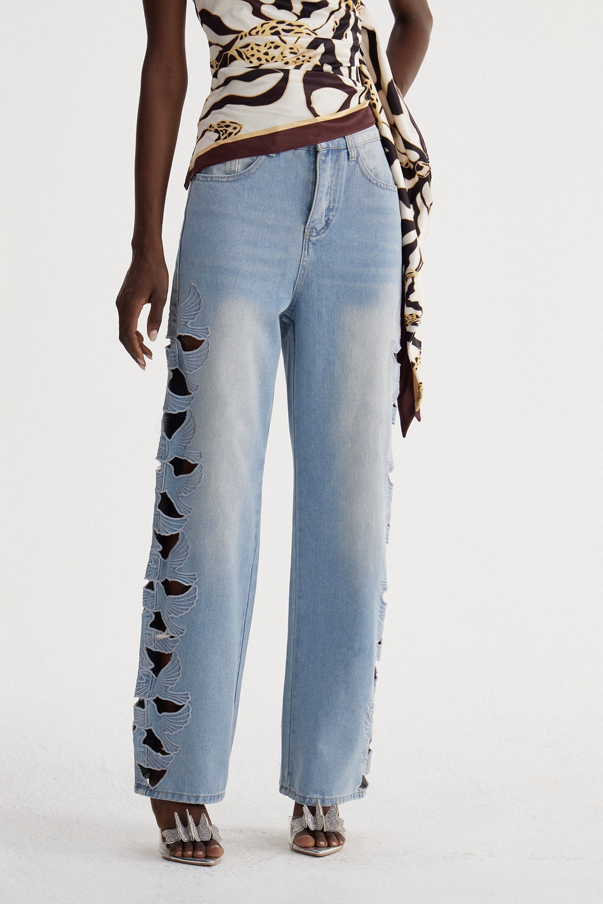 Ischys Pencereli Barrel Jean Pantolon