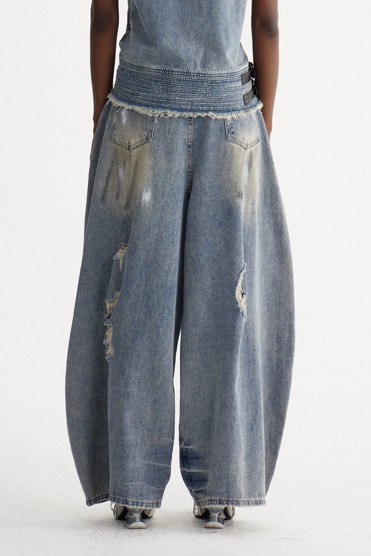 Ishaq Yırtık Baggy Jean Pantolon