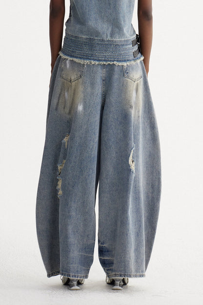 Ishaq Yırtık Baggy Jean Pantolon
