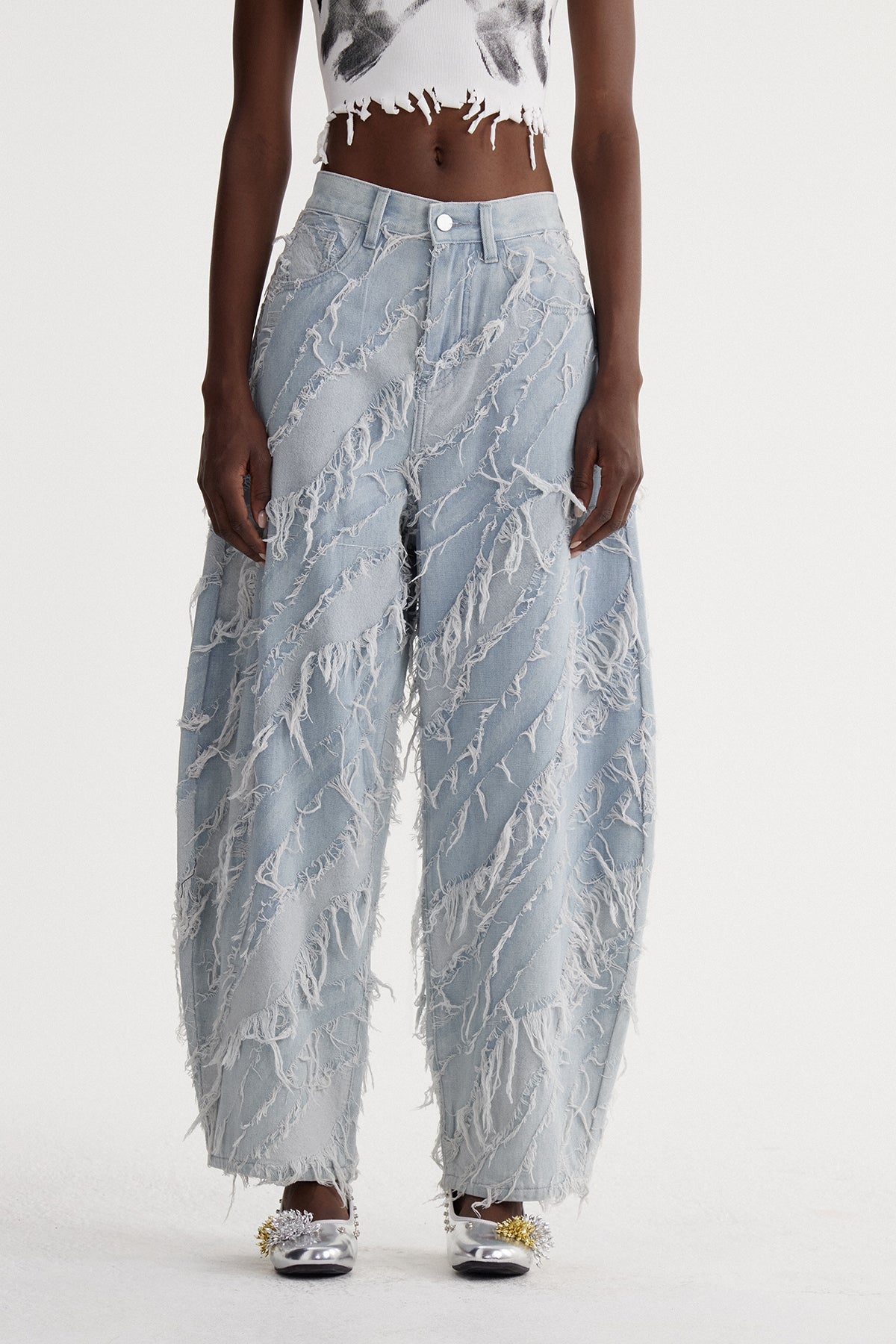 Islom Saçak Detaylı Baggy Jean Pantolon