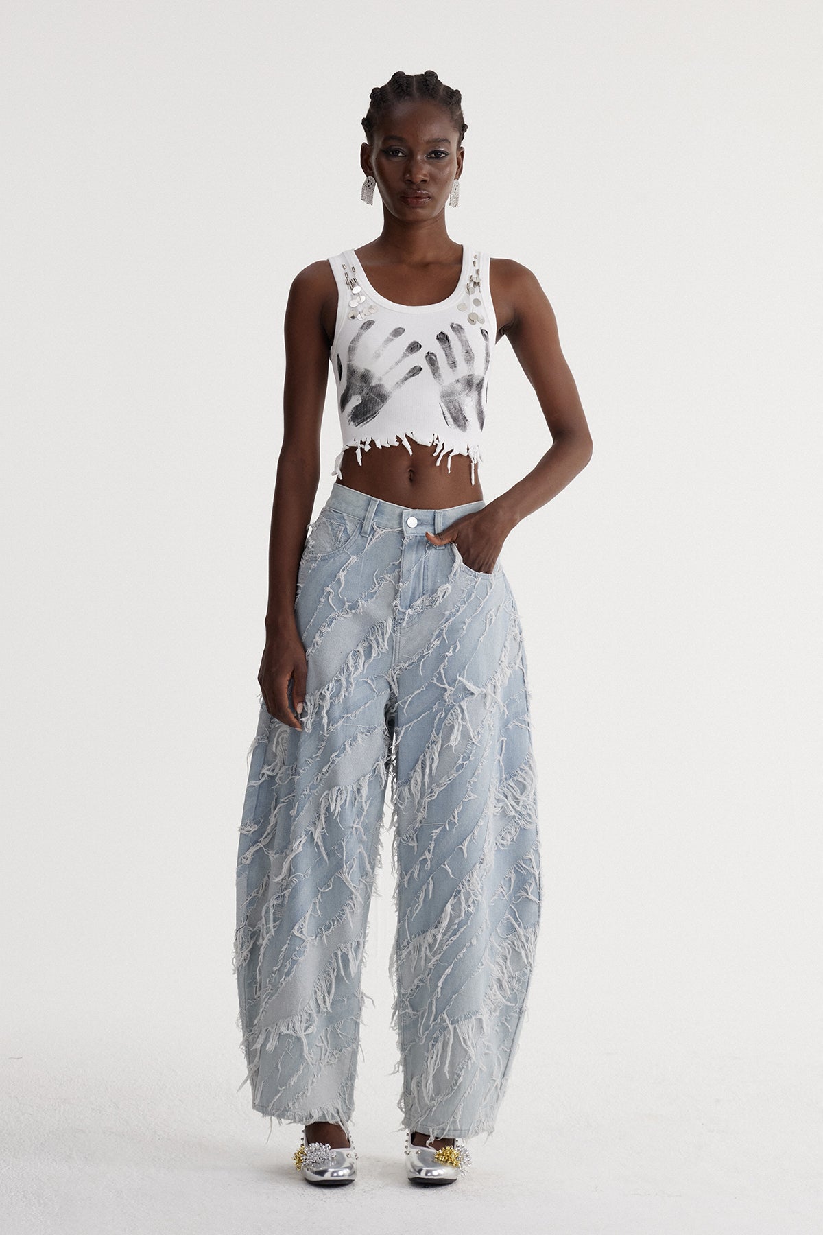 Islom Saçak Detaylı Baggy Jean Pantolon