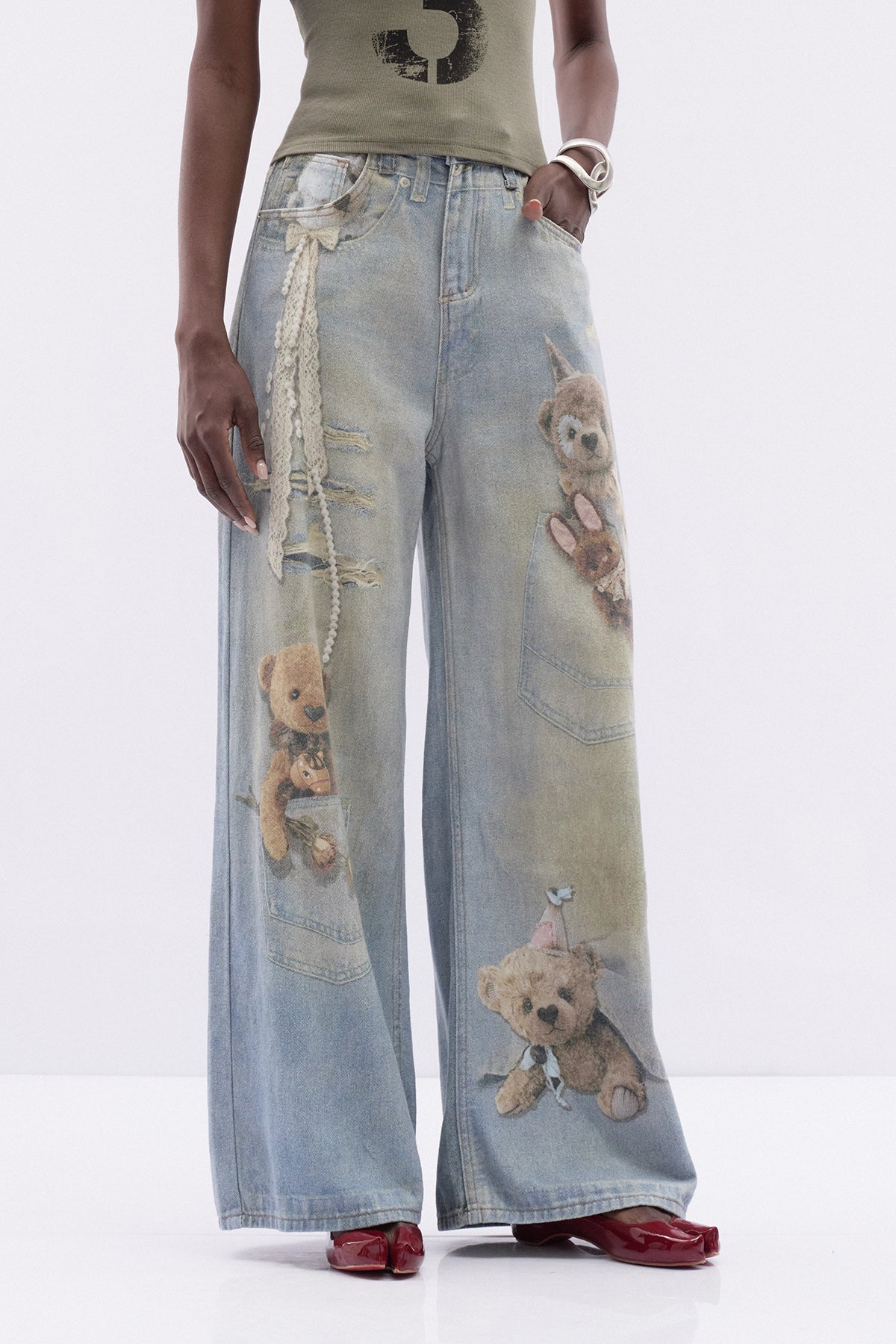 Itxaso Desenli Yırtık Jean Pantolon