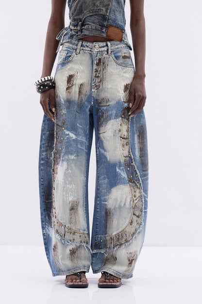 Itzcoatl Zımba Detaylı Baggy Jean Pantolon