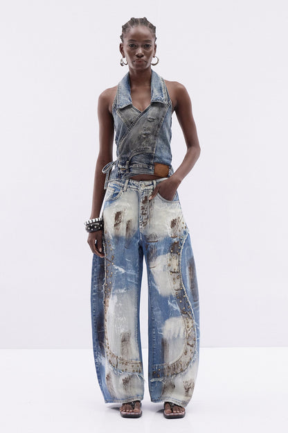 Itzcoatl Zımba Detaylı Baggy Jean Pantolon