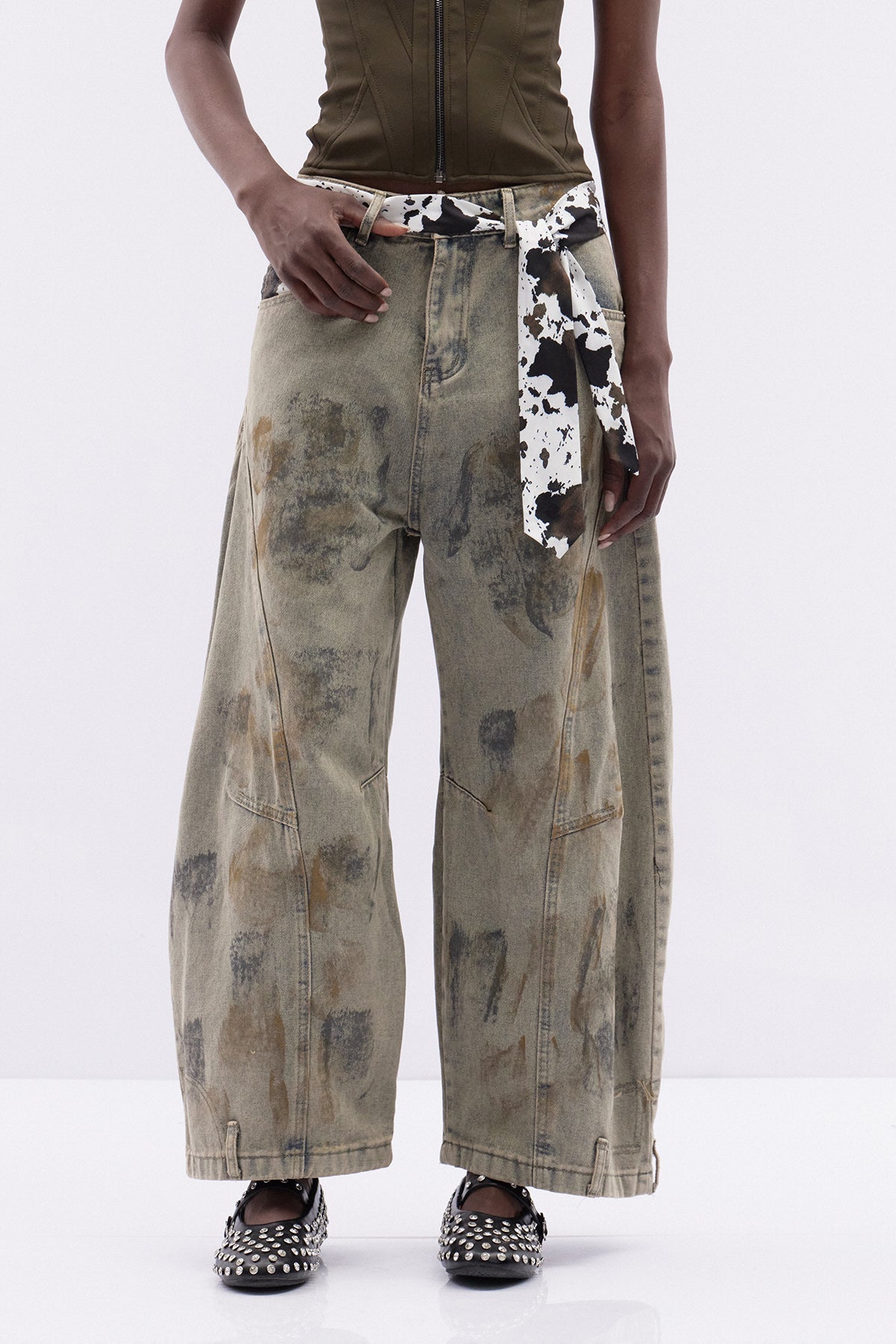 Iudas Batik Desenli Baggy Jean Pantolon