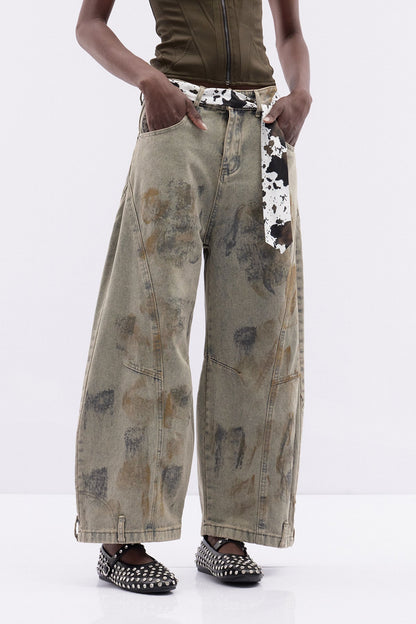 Iudas Batik Desenli Baggy Jean Pantolon