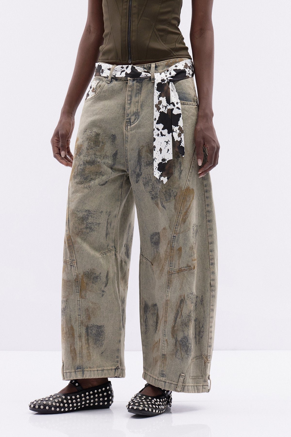 Iudas Batik Desenli Baggy Jean Pantolon