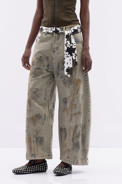 Iudas Batik Desenli Baggy Jean Pantolon