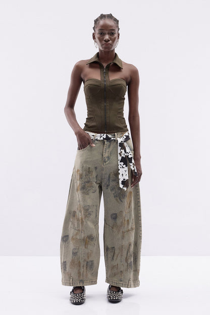 Iudas Batik Desenli Baggy Jean Pantolon