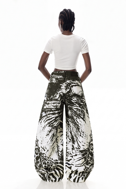 Iuturna Leopar Desenli Barrel Jean