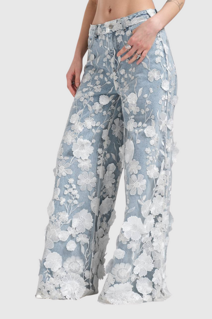 Judith Çiçek Nakışlı Jean Pantolon