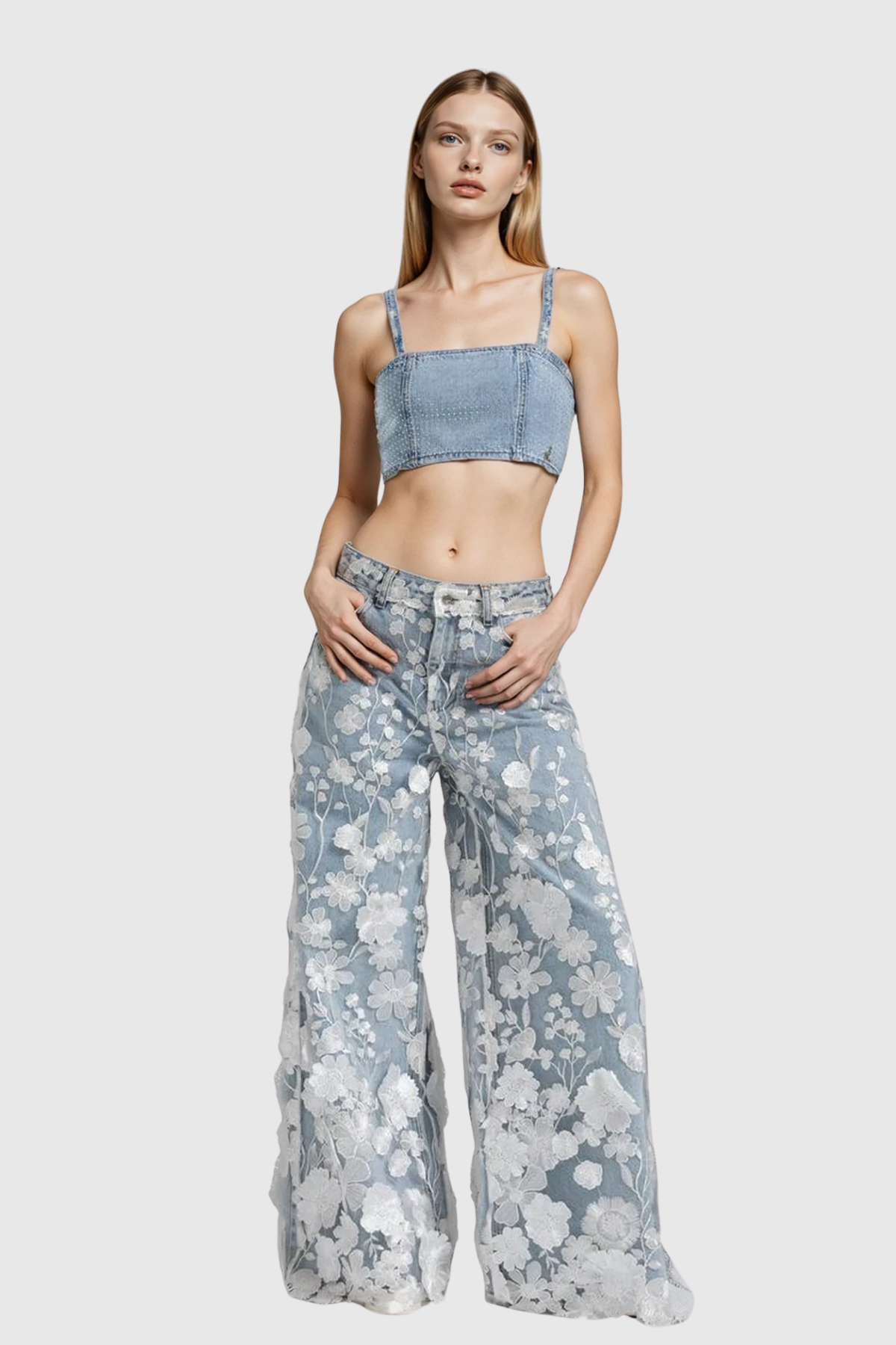Judith Çiçek Nakışlı Jean Pantolon
