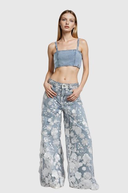 Judith Çiçek Nakışlı Jean Pantolon