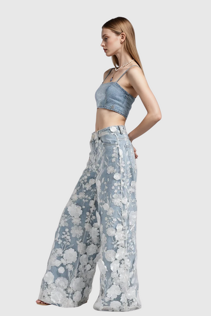 Judith Çiçek Nakışlı Jean Pantolon