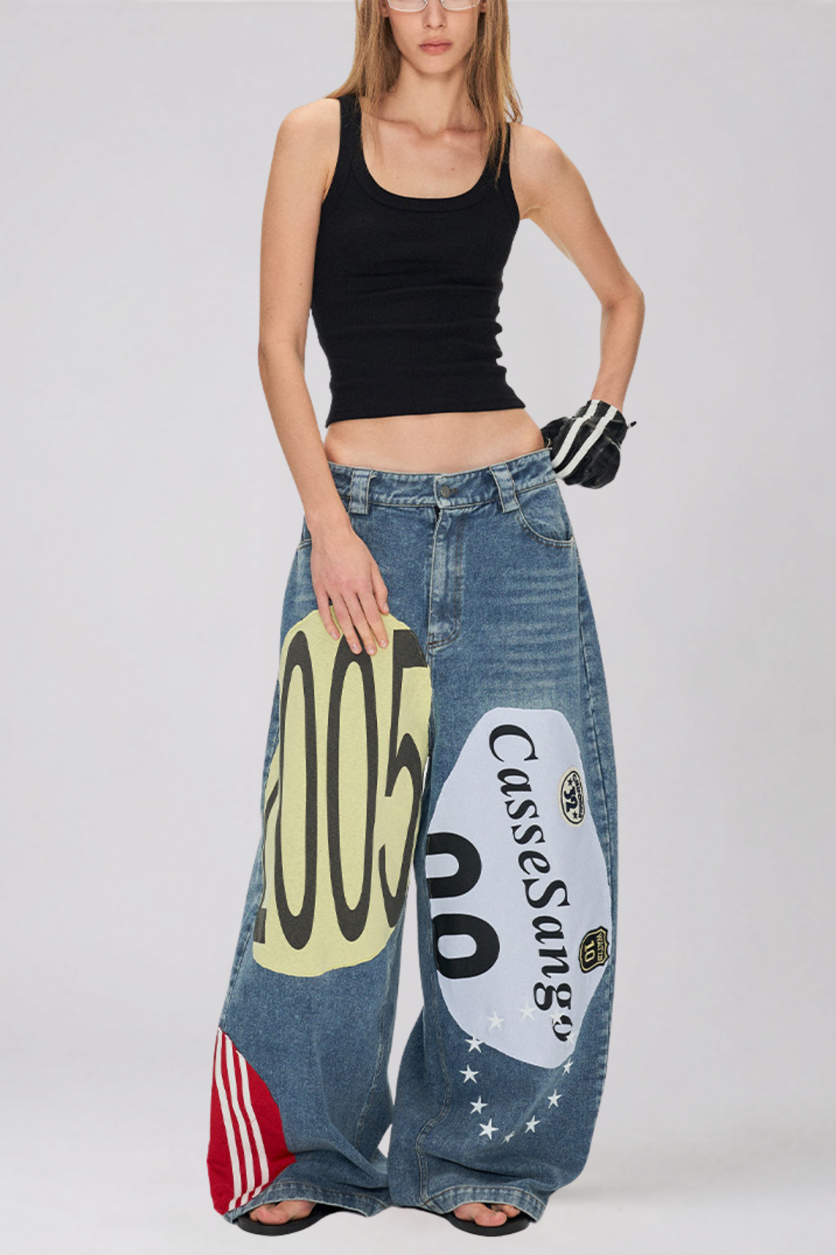 Kaitlin Desenli Baggy Jean Pantolon