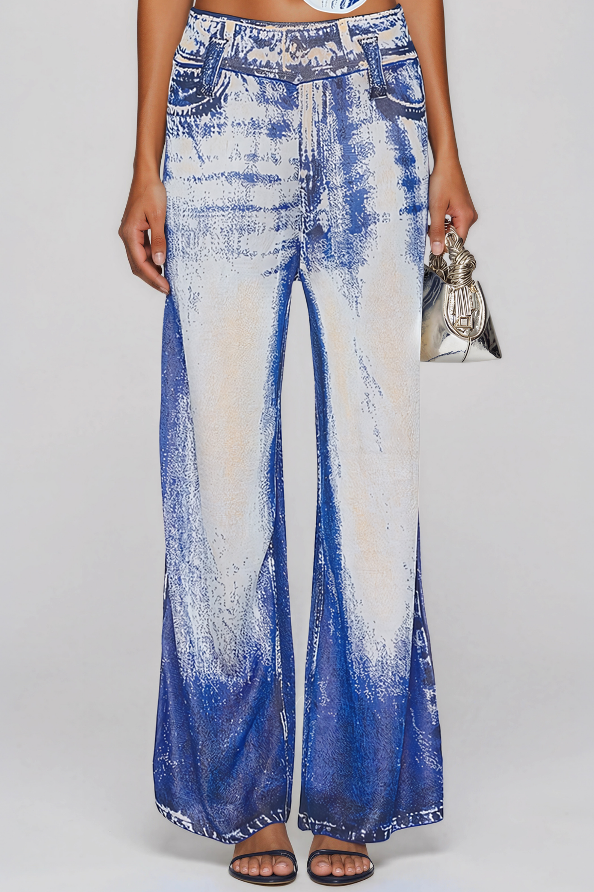 Kanye Ağartılmış Batik Desenli Jean Pantolon