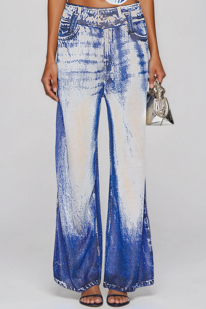 Kanye Ağartılmış Batik Desenli Jean Pantolon