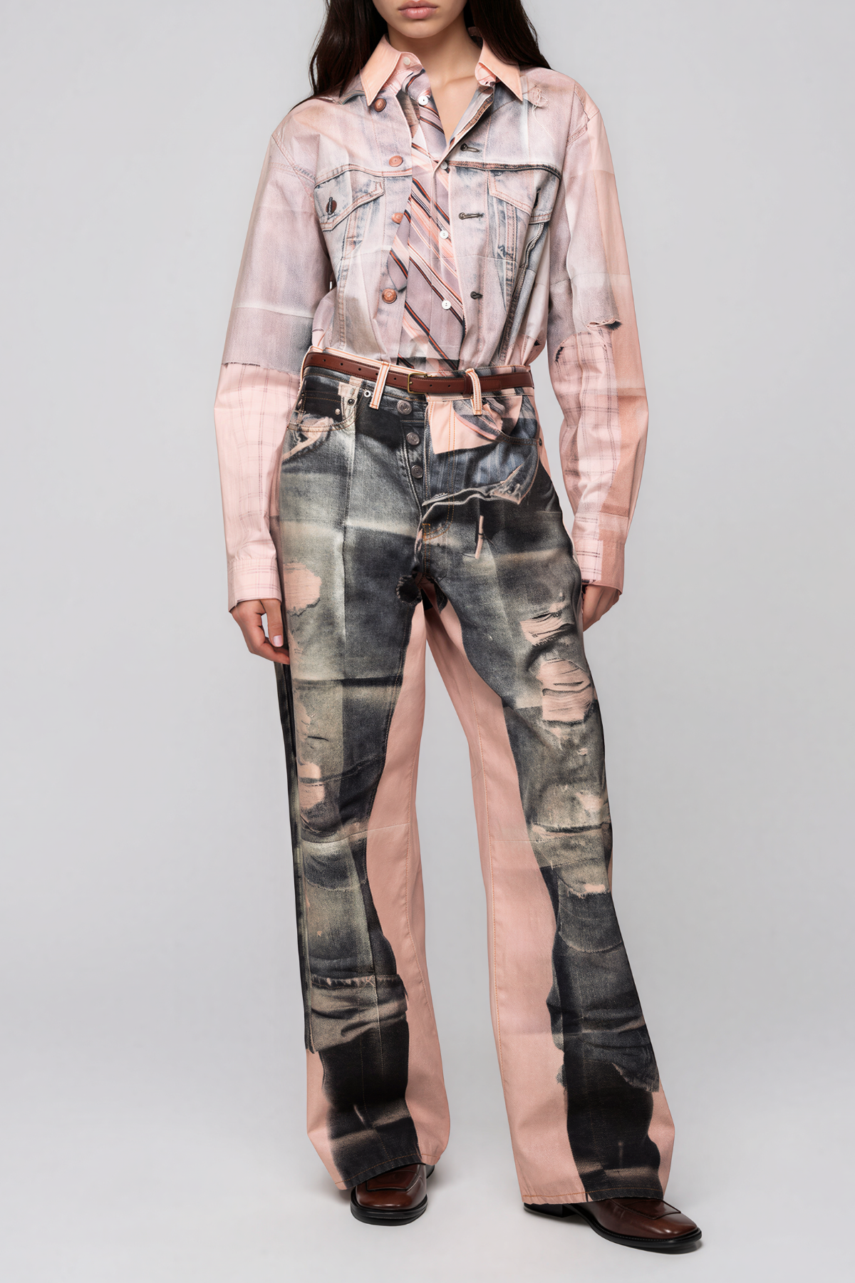 Karsen Asimetrik Baskılı Jean Pantolon