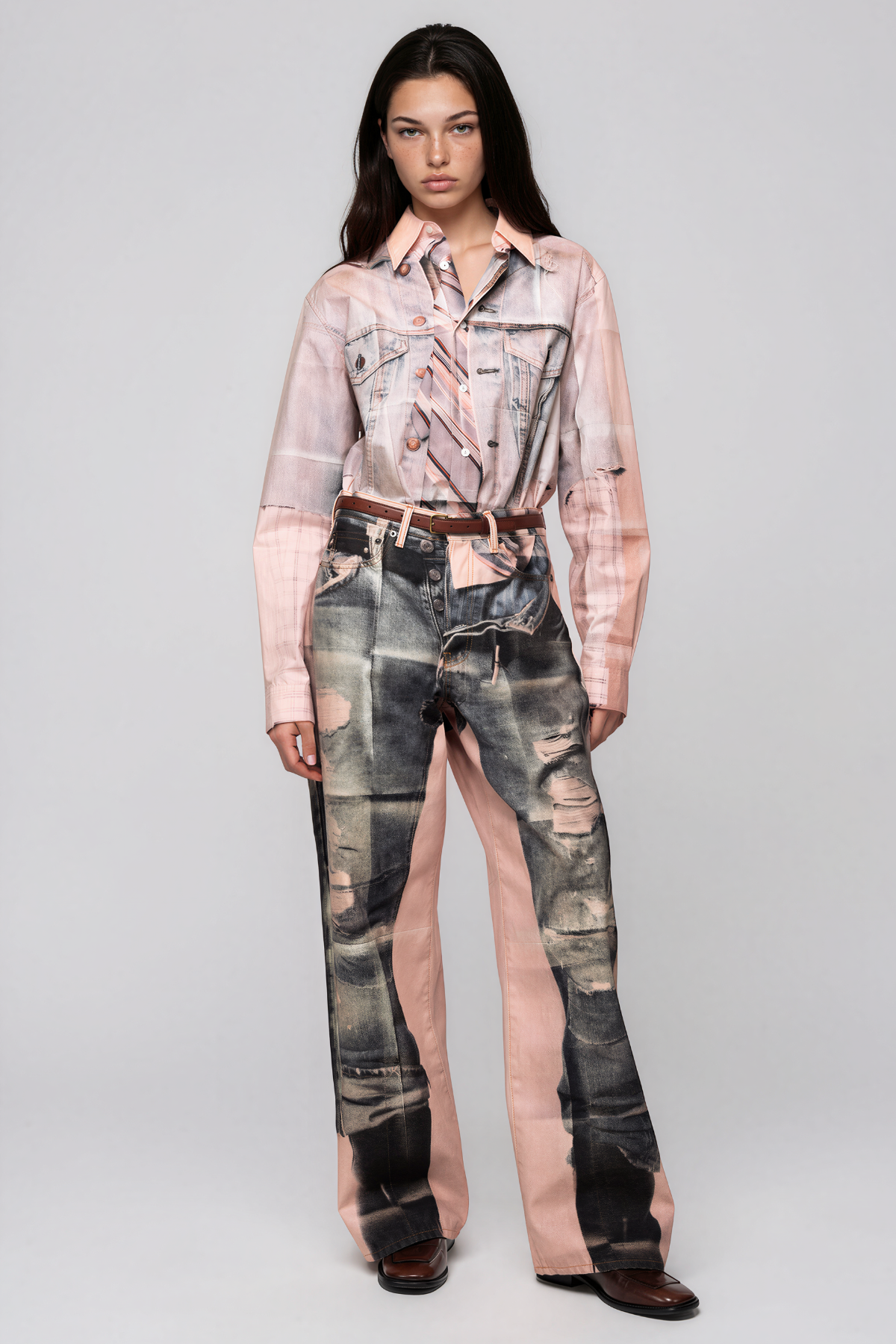 Karsen Asimetrik Baskılı Jean Pantolon