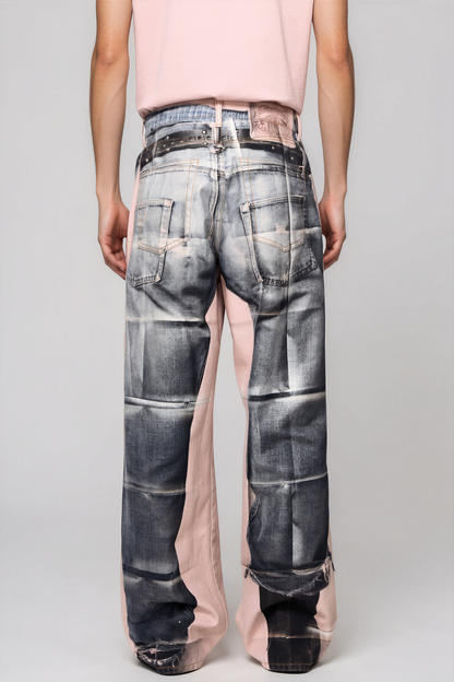 Karsen Asimetrik Baskılı Jean Pantolon