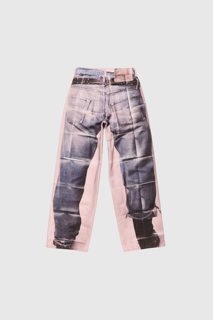 Karsen Asimetrik Baskılı Jean Pantolon