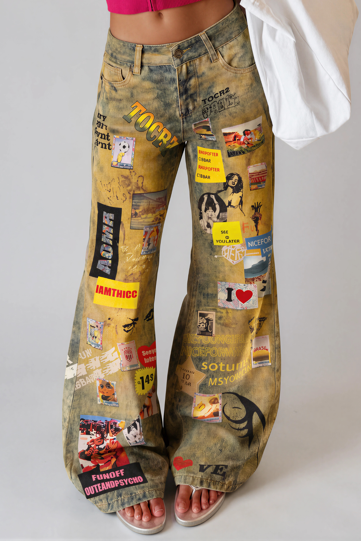 Kaspar Baskılı Barrel Jean Pantolon