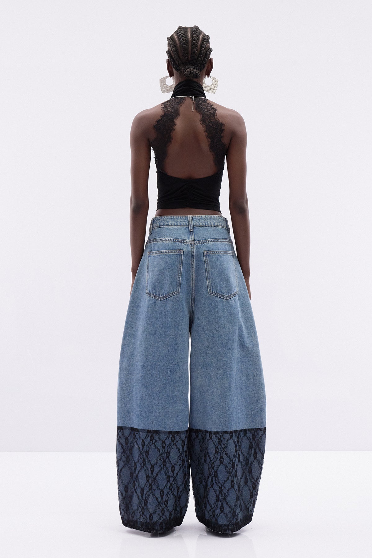 Kathleen İnci Dantel Detaylı Baggy Jean Pantolon