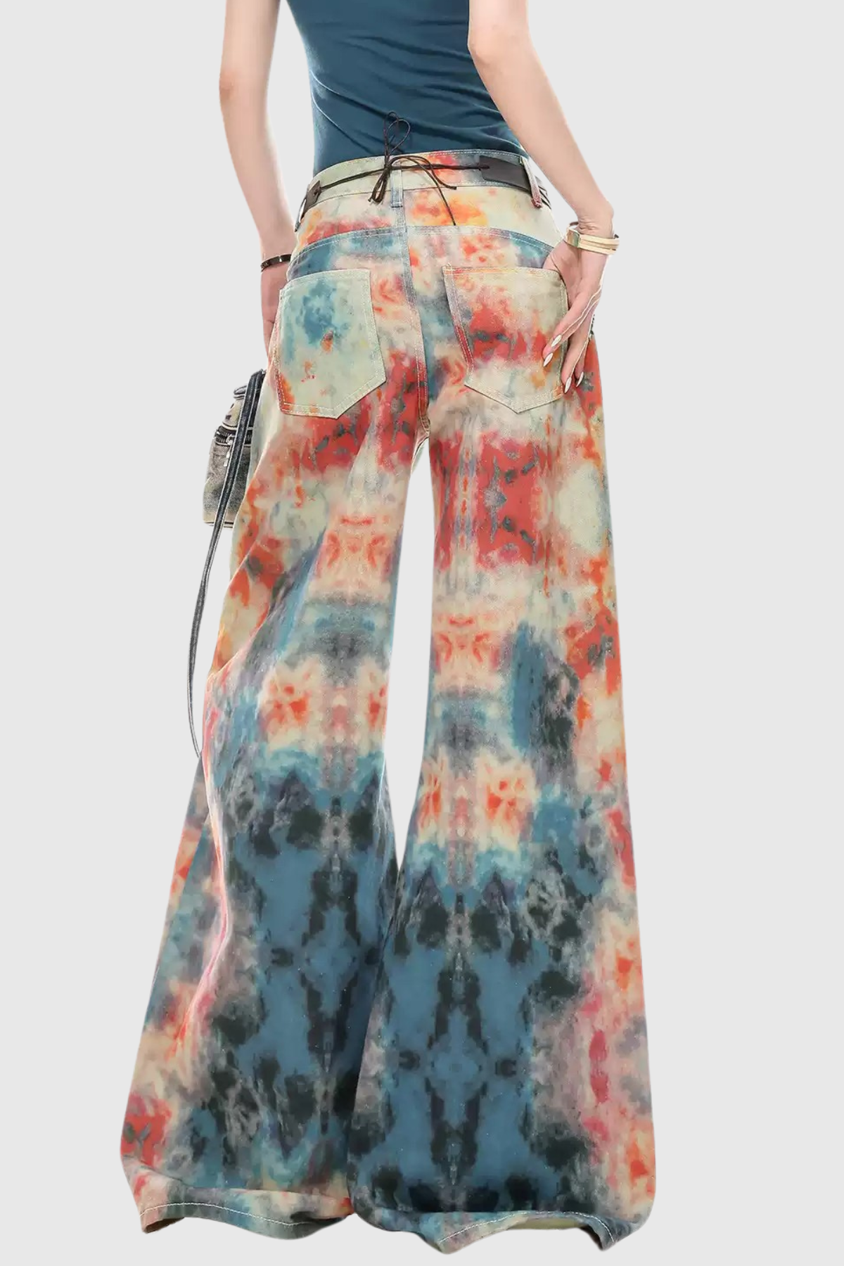 Kaybella Batik Desenli Barrel Jean Pantolon