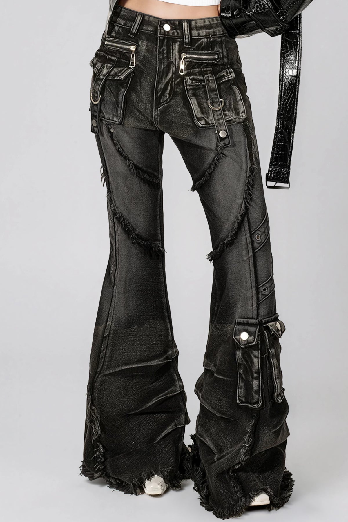 Kazimiera Ağartılmış Püsküllü Bootcut Jean Pantolon