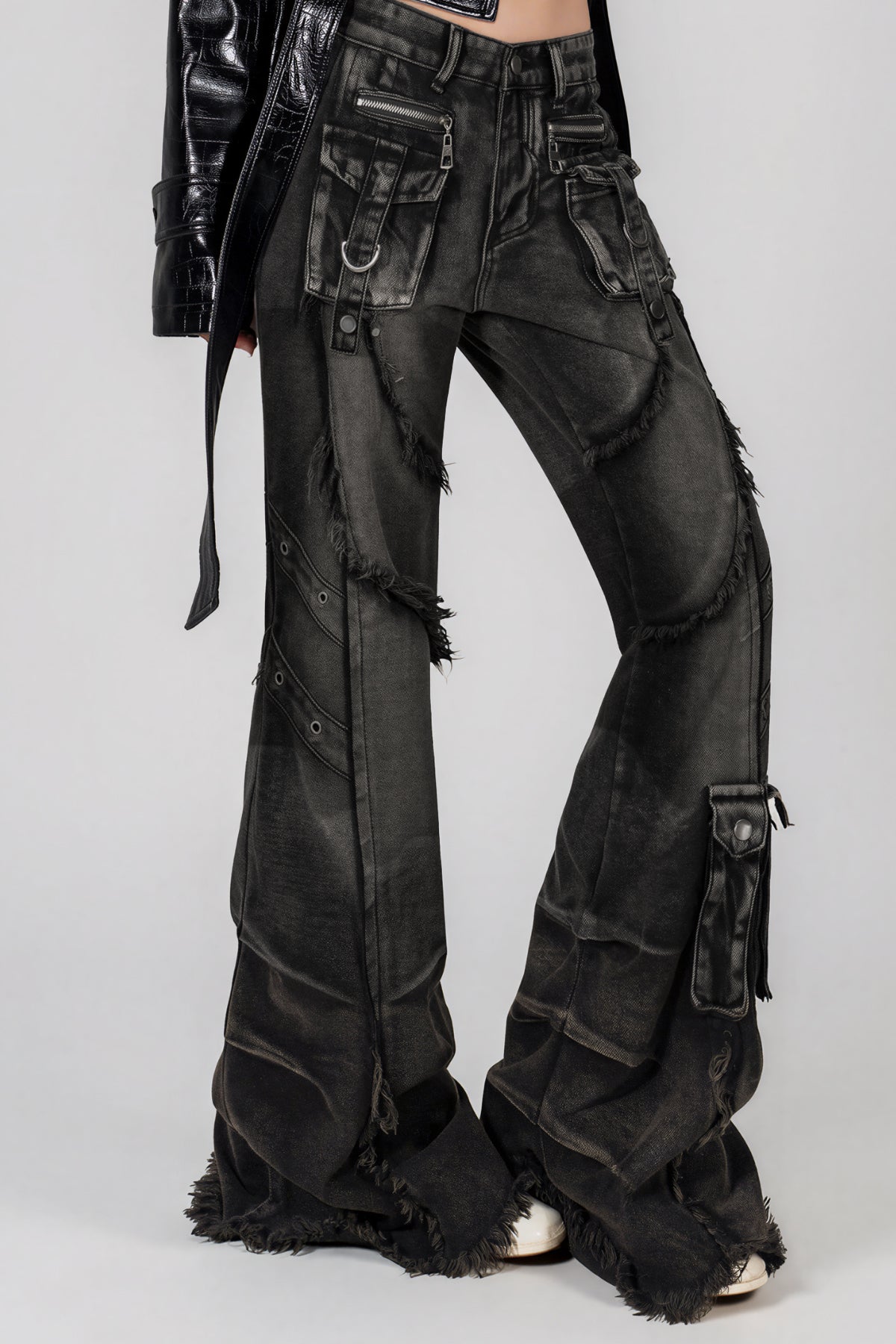 Kazimiera Ağartılmış Püsküllü Bootcut Jean Pantolon
